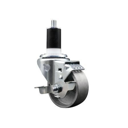 Service Caster 3'' Semi Steel Swivel 1-1/2'' Expanding Stem Caster with Brake SCC-EX20S314-SSS-TLB-112